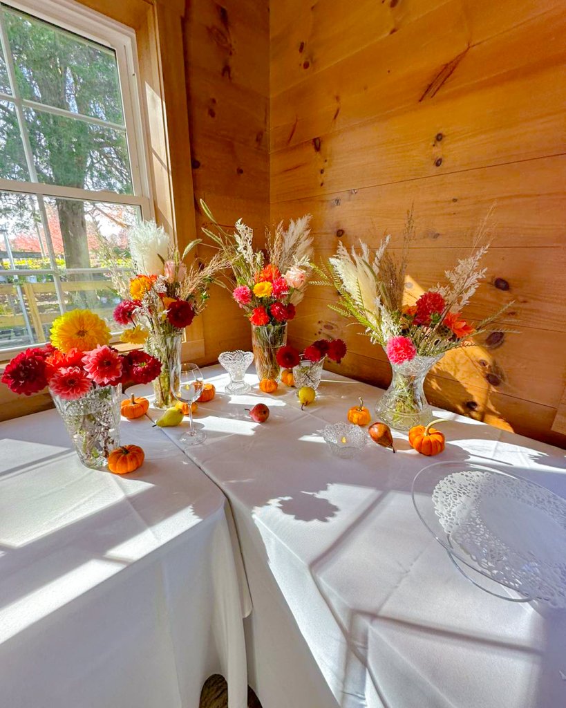 Autumn florals inside the barn